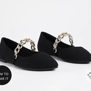 Torrid WW black chain flat slip on shoes NWT